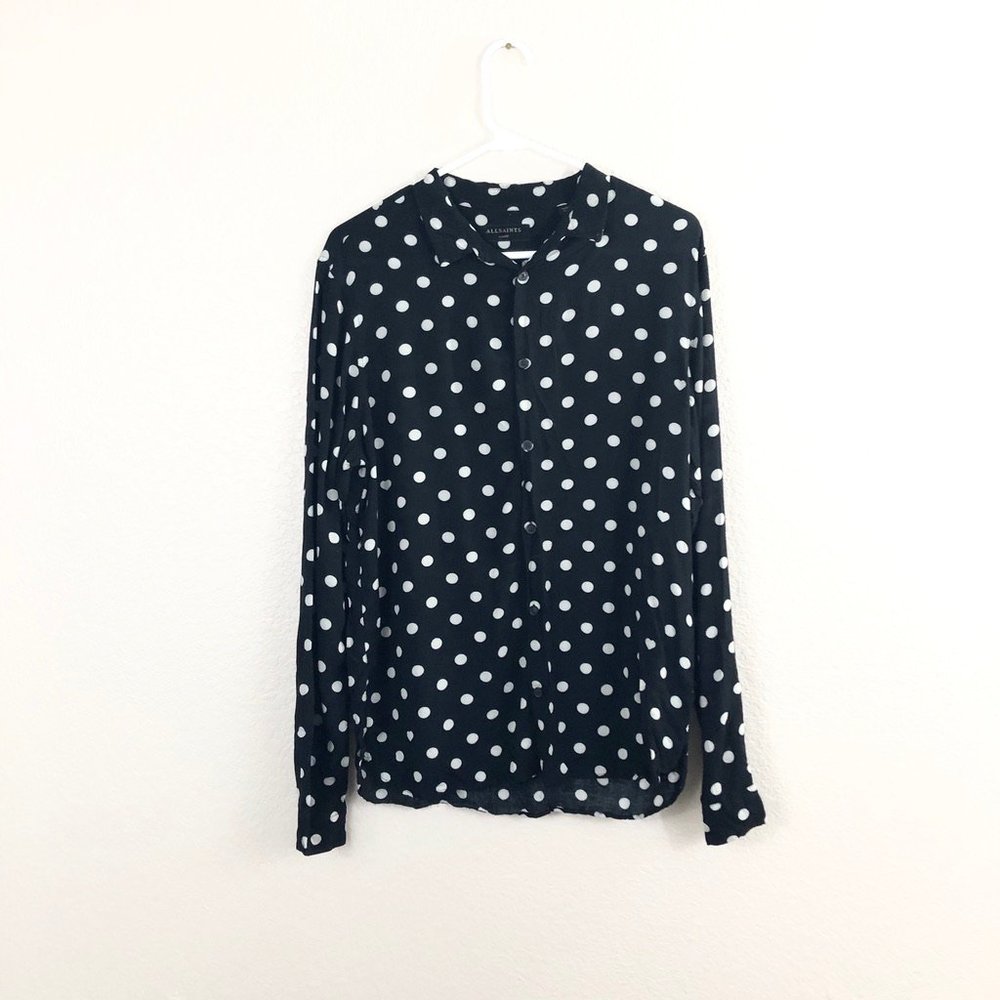 SOLD All Saints Rolla Polka Dot Button Down Shirt - Picture 2 of 5